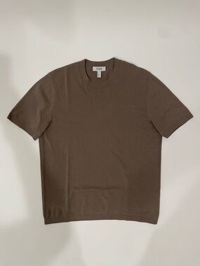COS New WOT Brown Short-Sleeve Crewneck Tee — Minimal Cotton Blend